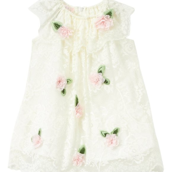 Biscotti Pink Floral-Accent Flutter-Sleeve Dress - Picture 3 of 9